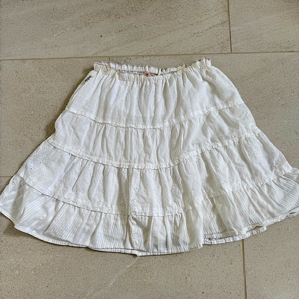 Vintage Hollister White Tiered Mini Skirt